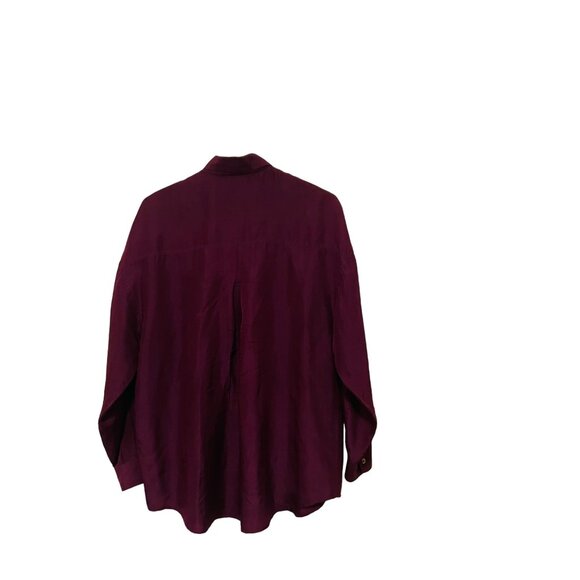 Express Mens 100%‎ Silk Burgundy Long Sleeve Shirt S See Size More like a Medium - Picture 2 of 5